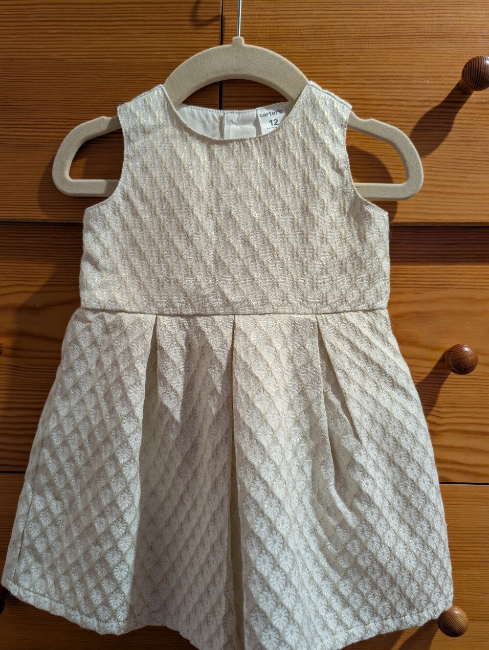 Carter's Girl's Cream Gold Dress 12m